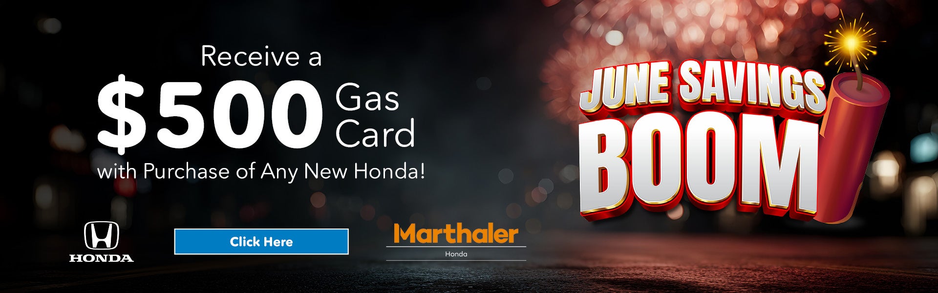 Receive a $500 Gas Card with Purchase of Any New Honda!
